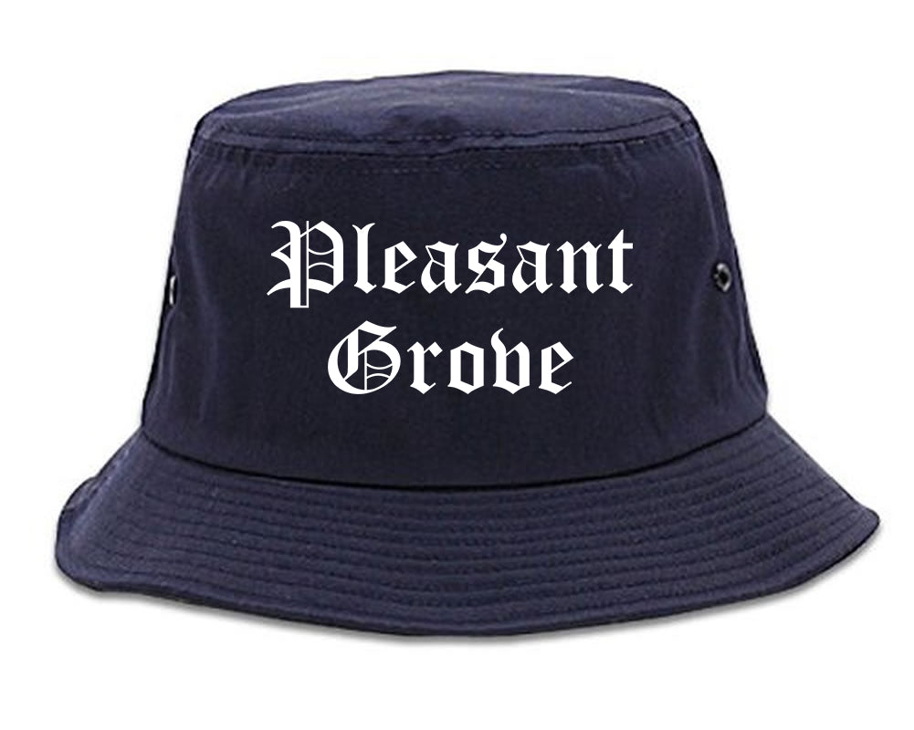 Pleasant Grove Alabama AL Old English Mens Bucket Hat Navy Blue
