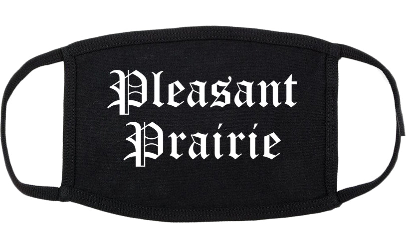 Pleasant Prairie Wisconsin WI Old English Cotton Face Mask Black