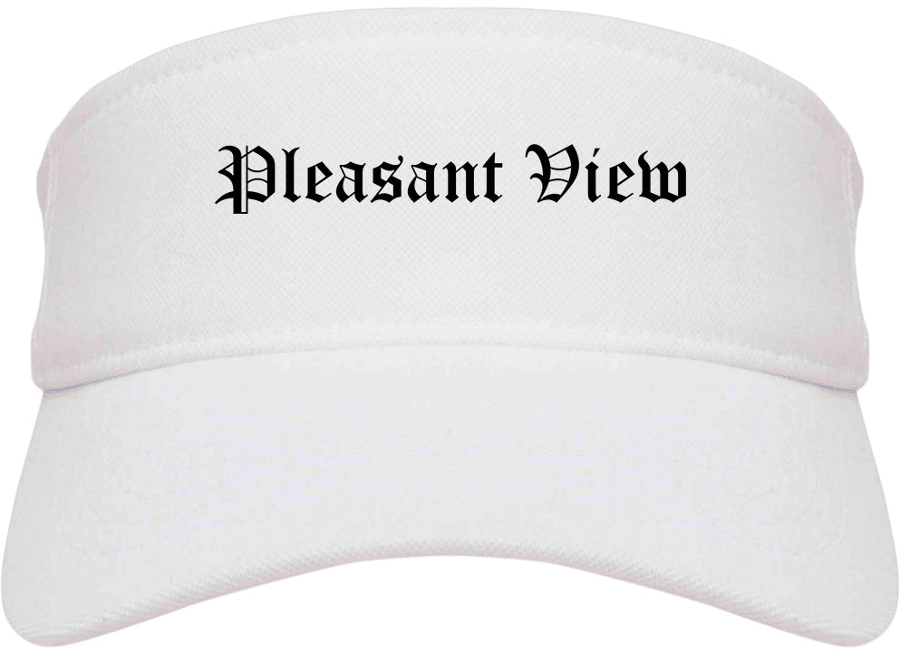 Pleasant View Utah UT Old English Mens Visor Cap Hat White