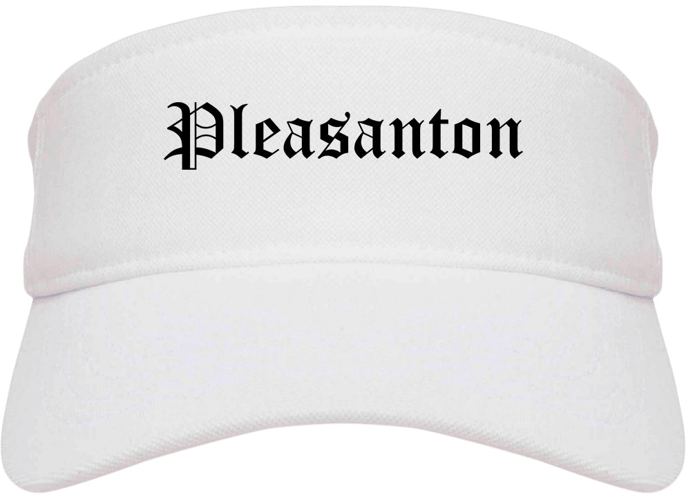 Pleasanton Texas TX Old English Mens Visor Cap Hat White