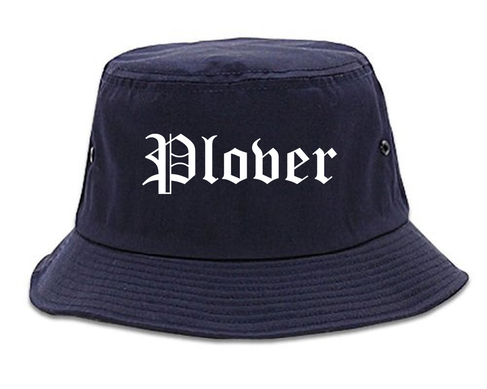 Plover Wisconsin WI Old English Mens Bucket Hat Navy Blue