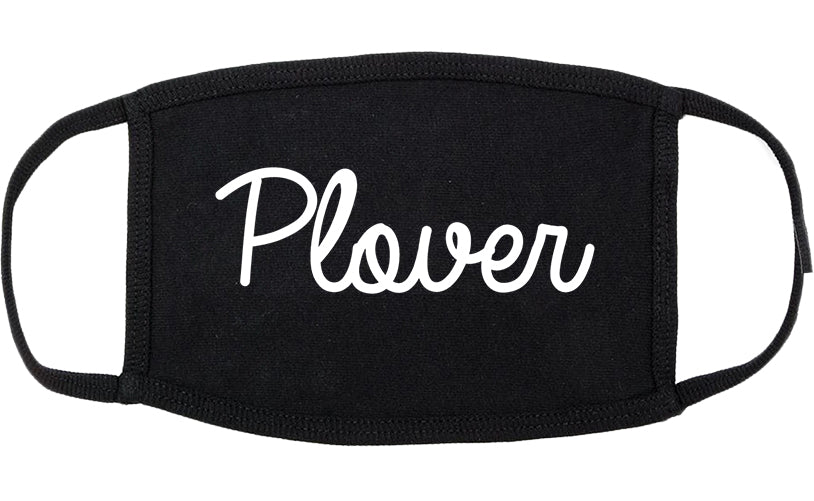 Plover Wisconsin WI Script Cotton Face Mask Black