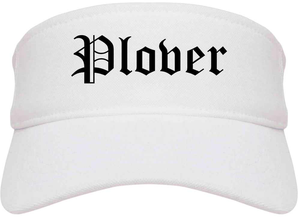 Plover Wisconsin WI Old English Mens Visor Cap Hat White