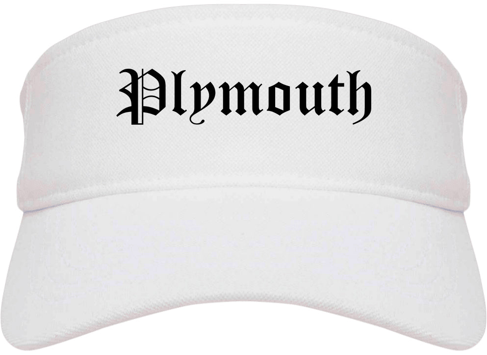 Plymouth Wisconsin WI Old English Mens Visor Cap Hat White