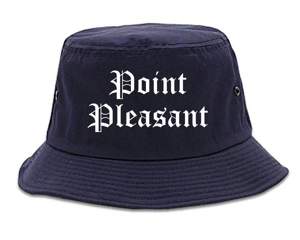 Point Pleasant New Jersey NJ Old English Mens Bucket Hat Navy Blue
