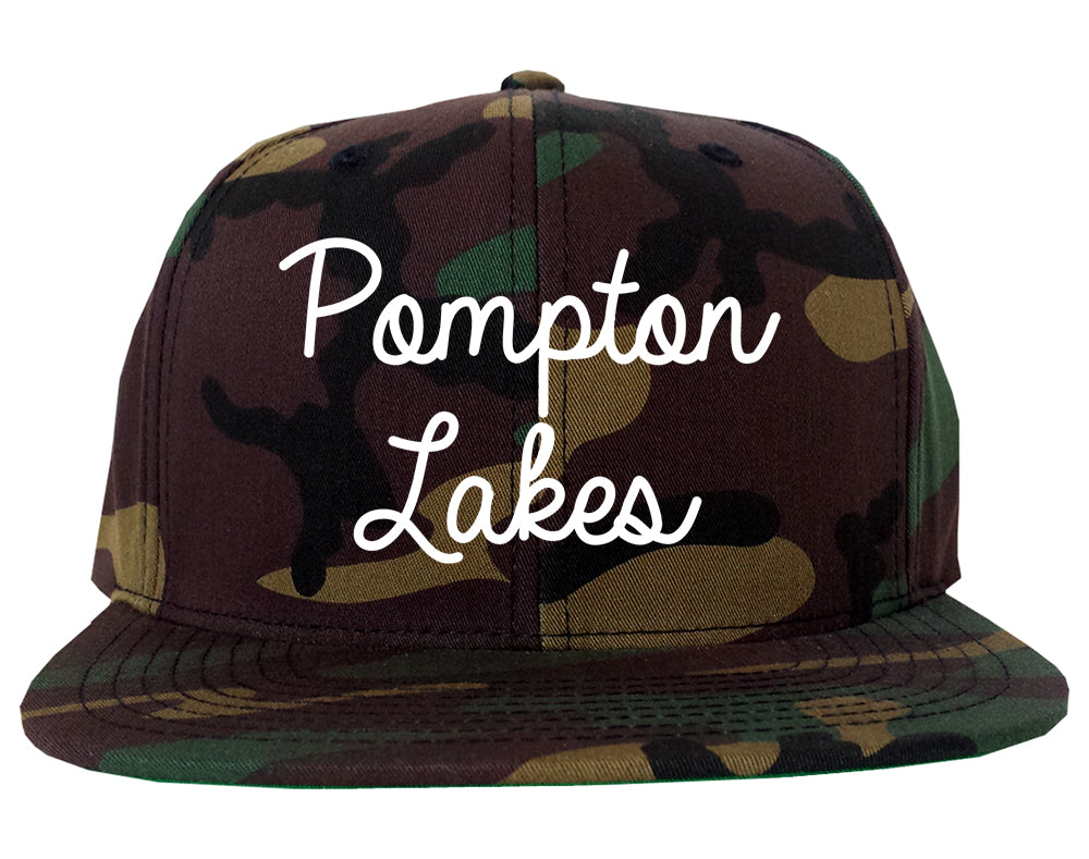 Pompton Lakes New Jersey NJ Script Mens Snapback Hat Army Camo