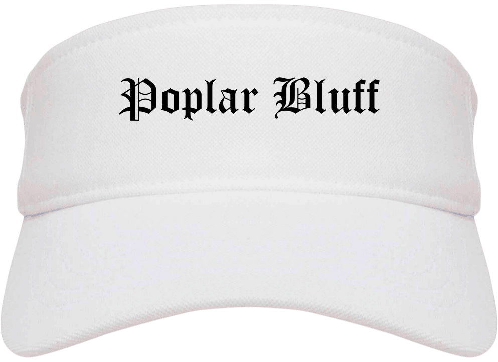 Poplar Bluff Missouri MO Old English Mens Visor Cap Hat White