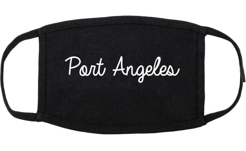 Port Angeles Washington WA Script Cotton Face Mask Black