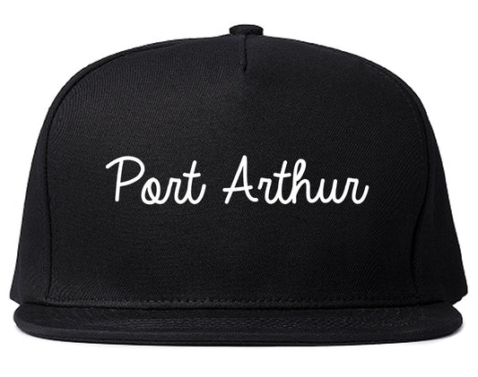 Port Arthur Texas TX Script Mens Snapback Hat Black