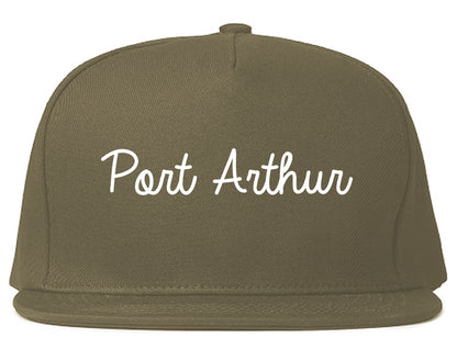 Port Arthur Texas TX Script Mens Snapback Hat Grey