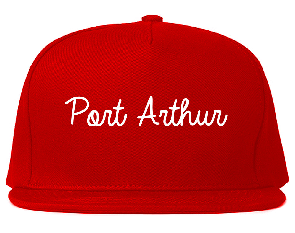 Port Arthur Texas TX Script Mens Snapback Hat Red