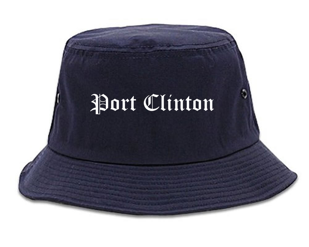 Port Clinton Ohio OH Old English Mens Bucket Hat Navy Blue