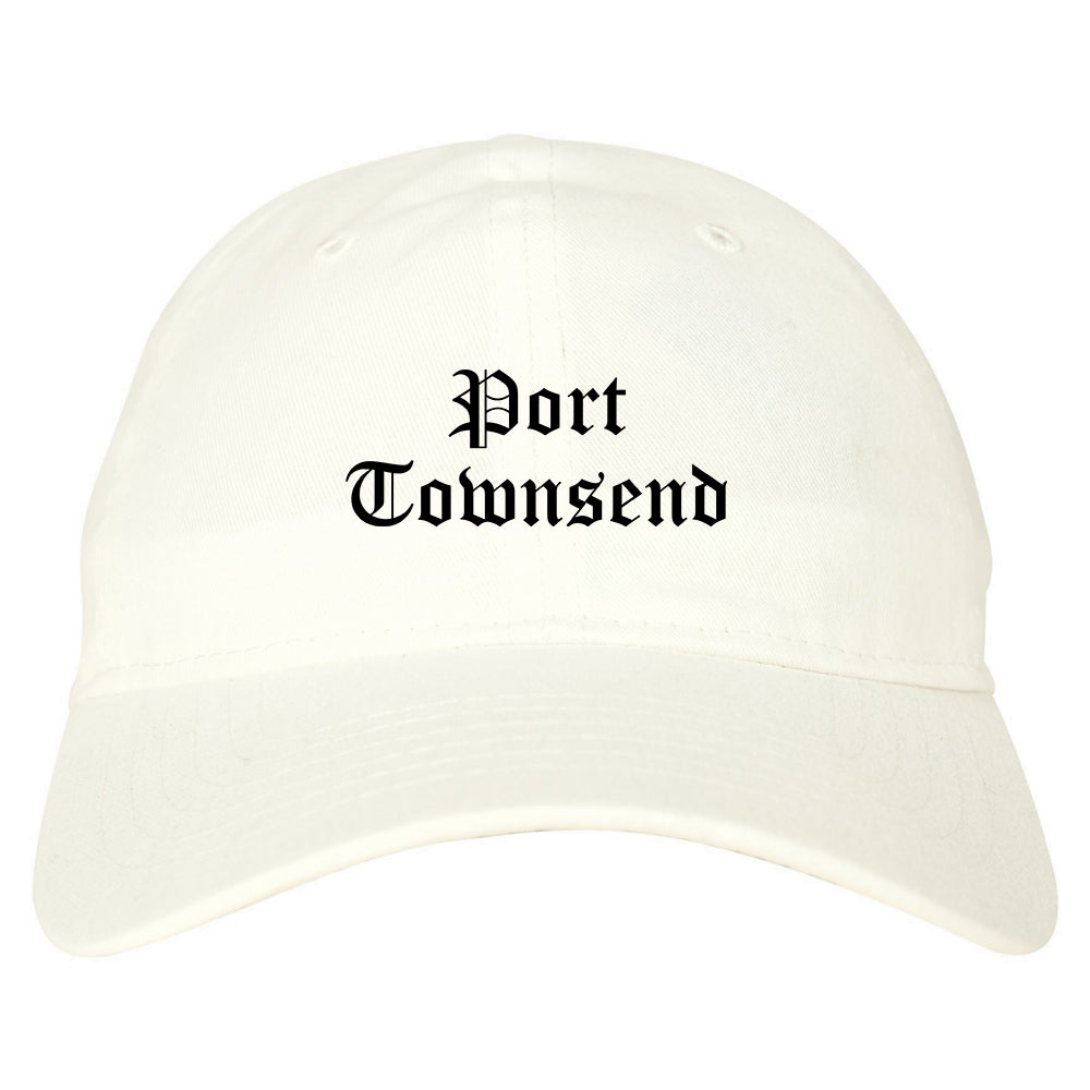 Port Townsend Washington WA Old English Mens Dad Hat Baseball Cap White