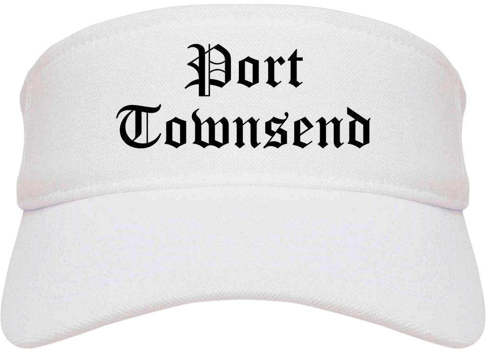 Port Townsend Washington WA Old English Mens Visor Cap Hat White