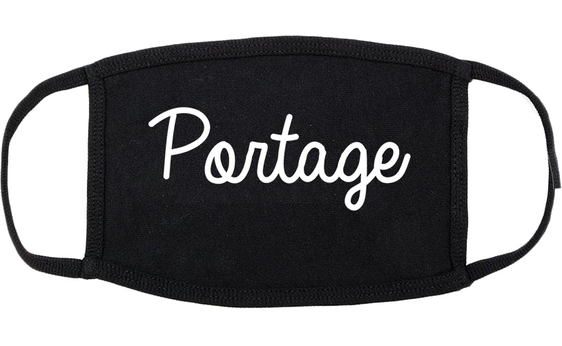 Portage Michigan MI Script Cotton Face Mask Black