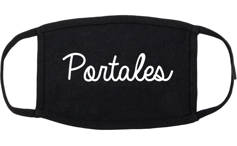 Portales New Mexico NM Script Cotton Face Mask Black