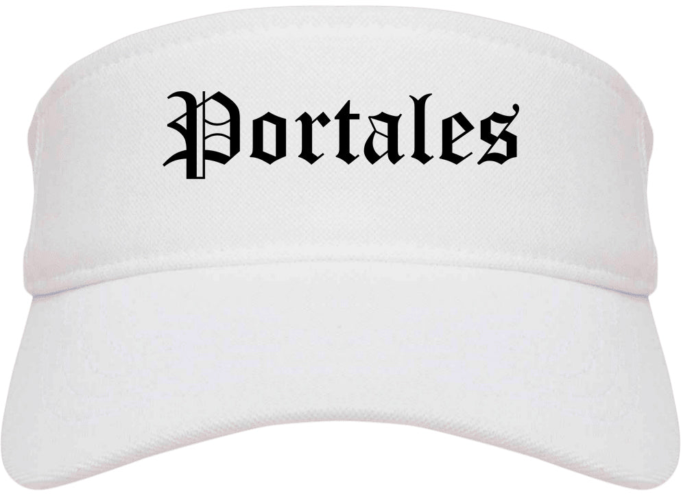 Portales New Mexico NM Old English Mens Visor Cap Hat White