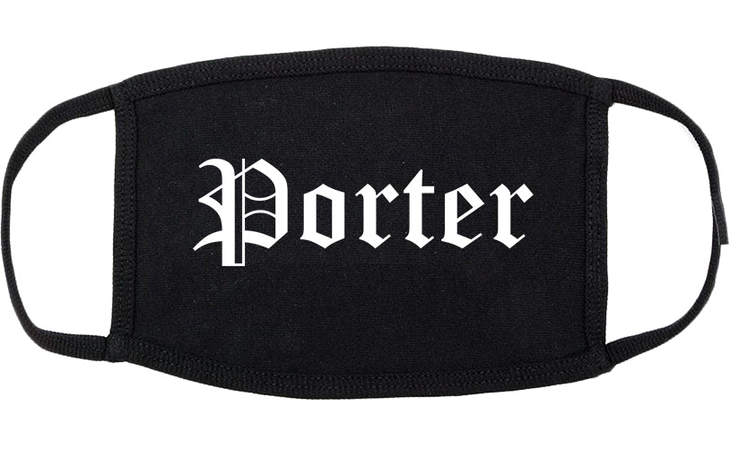 Porter Indiana IN Old English Cotton Face Mask Black