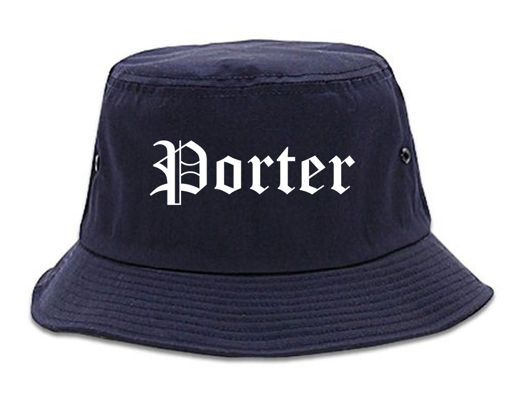 Porter Indiana IN Old English Mens Bucket Hat Navy Blue