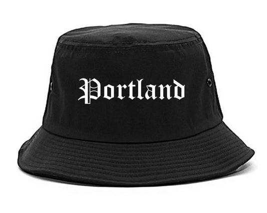 Portland Maine ME Old English Mens Bucket Hat Black