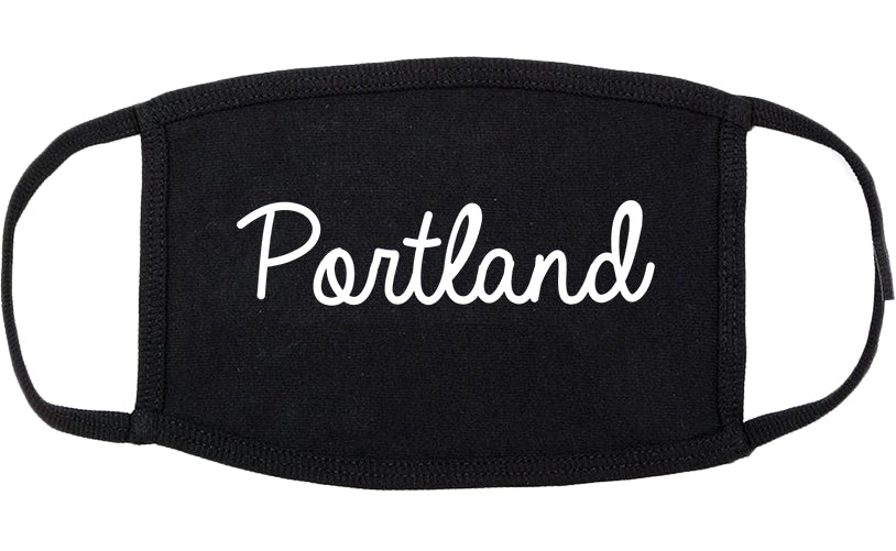 Portland Maine ME Script Cotton Face Mask Black