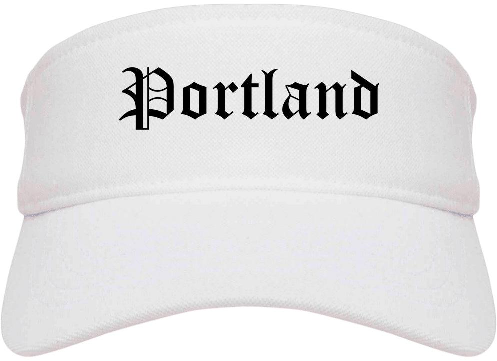 Portland Texas TX Old English Mens Visor Cap Hat White