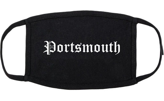 Portsmouth New Hampshire NH Old English Cotton Face Mask Black