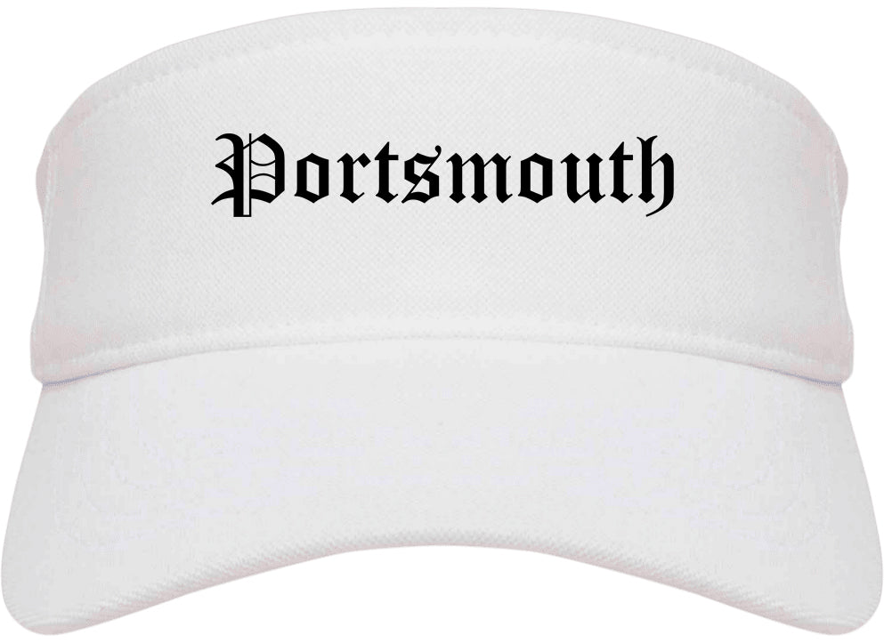 Portsmouth New Hampshire NH Old English Mens Visor Cap Hat White