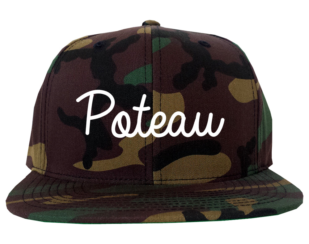 Poteau Oklahoma OK Script Mens Snapback Hat Army Camo