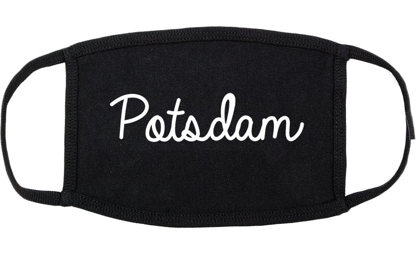 Potsdam New York NY Script Cotton Face Mask Black