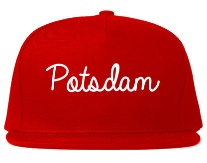 Potsdam New York NY Script Mens Snapback Hat Red