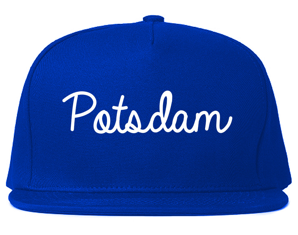 Potsdam New York NY Script Mens Snapback Hat Royal Blue