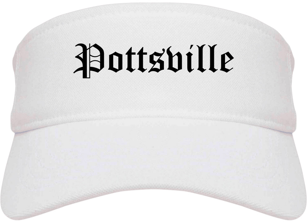 Pottsville Pennsylvania PA Old English Mens Visor Cap Hat White