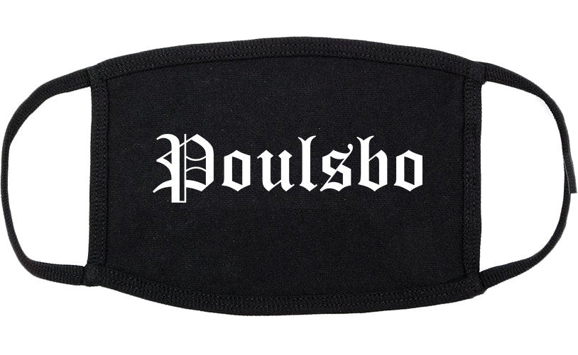 Poulsbo Washington WA Old English Cotton Face Mask Black