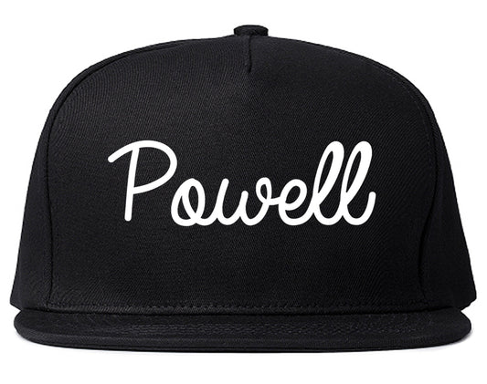 Powell Wyoming WY Script Mens Snapback Hat Black