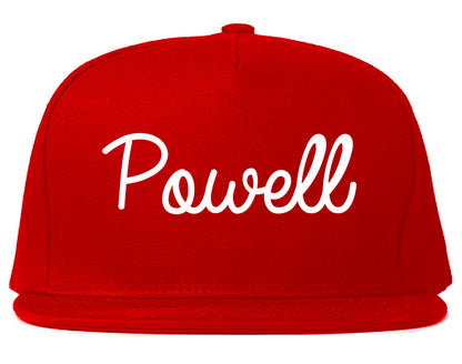 Powell Wyoming WY Script Mens Snapback Hat Red