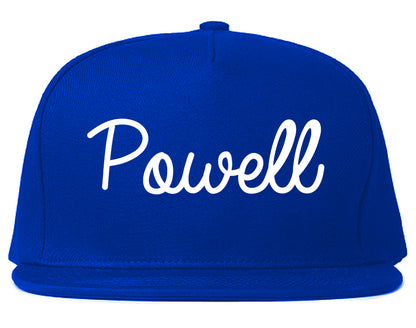 Powell Wyoming WY Script Mens Snapback Hat Royal Blue