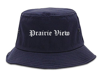 Prairie View Texas TX Old English Mens Bucket Hat Navy Blue