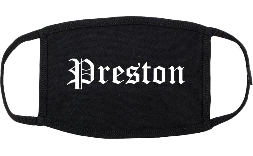 Preston Idaho ID Old English Cotton Face Mask Black