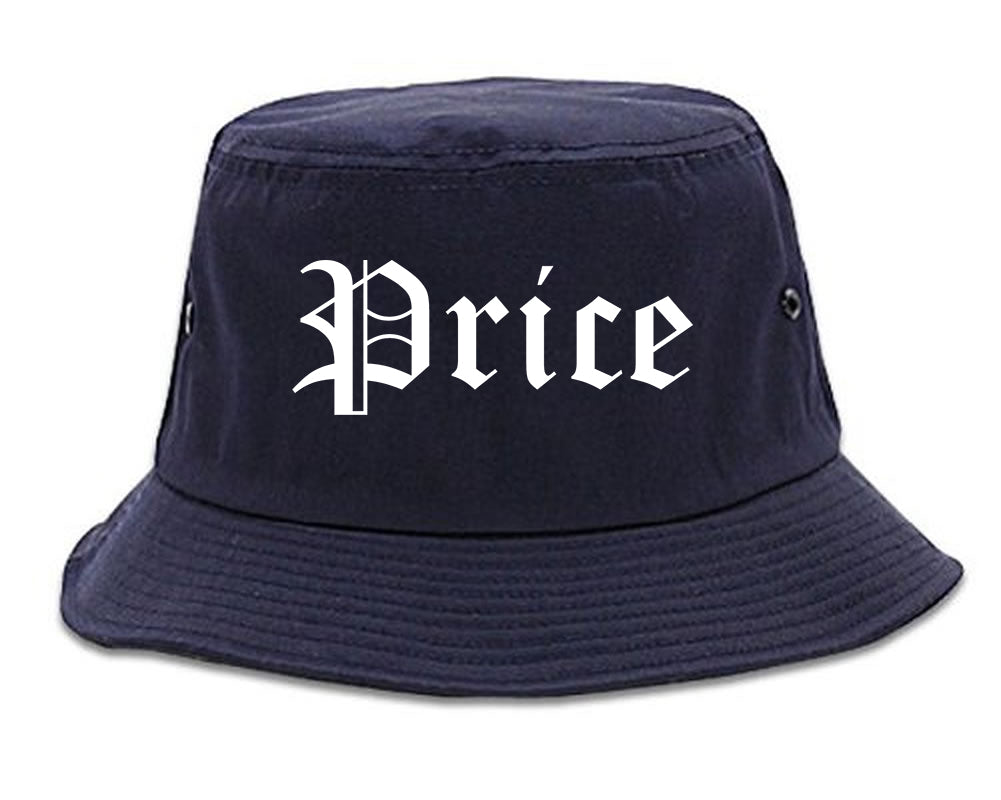 Price Utah UT Old English Mens Bucket Hat Navy Blue