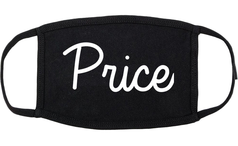 Price Utah UT Script Cotton Face Mask Black
