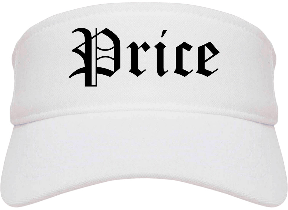Price Utah UT Old English Mens Visor Cap Hat White