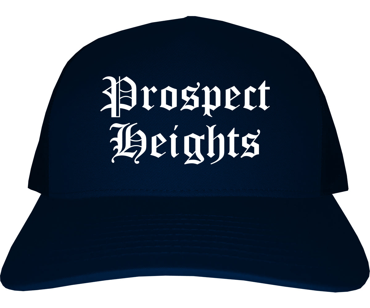 Prospect Heights Illinois IL Old English Mens Trucker Hat Cap Navy Blue