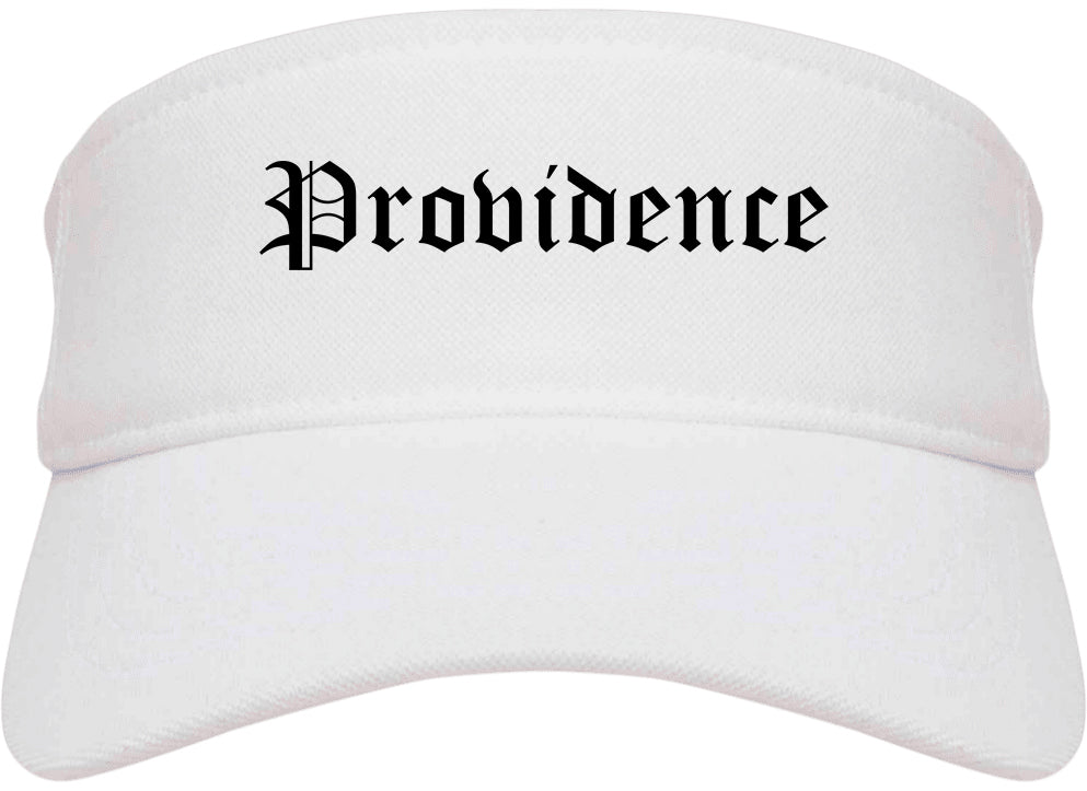 Providence Utah UT Old English Mens Visor Cap Hat White
