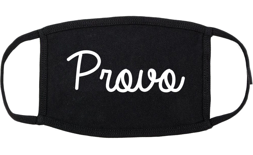 Provo Utah UT Script Cotton Face Mask Black