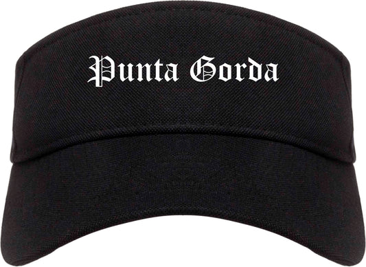 Punta Gorda Florida FL Old English Mens Visor Cap Hat Black