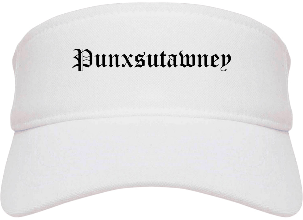 Punxsutawney Pennsylvania PA Old English Mens Visor Cap Hat White