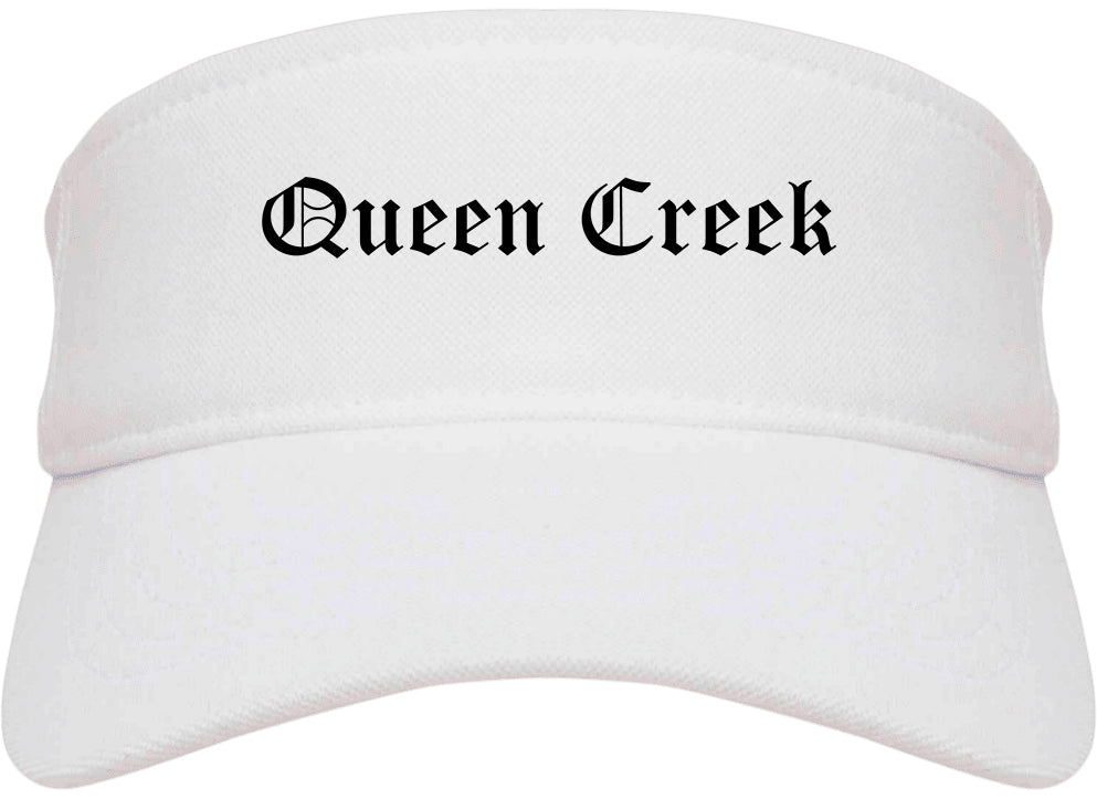 Queen Creek Arizona AZ Old English Mens Visor Cap Hat White