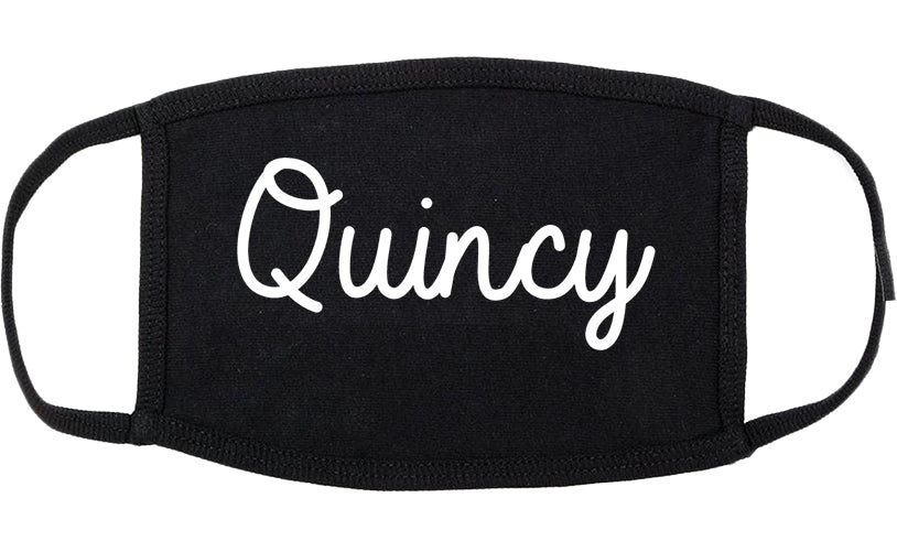 Quincy Washington WA Script Cotton Face Mask Black