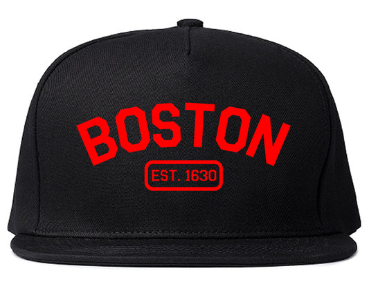RED Boston Est 1630 Vintage Mens Snapback Hat Black